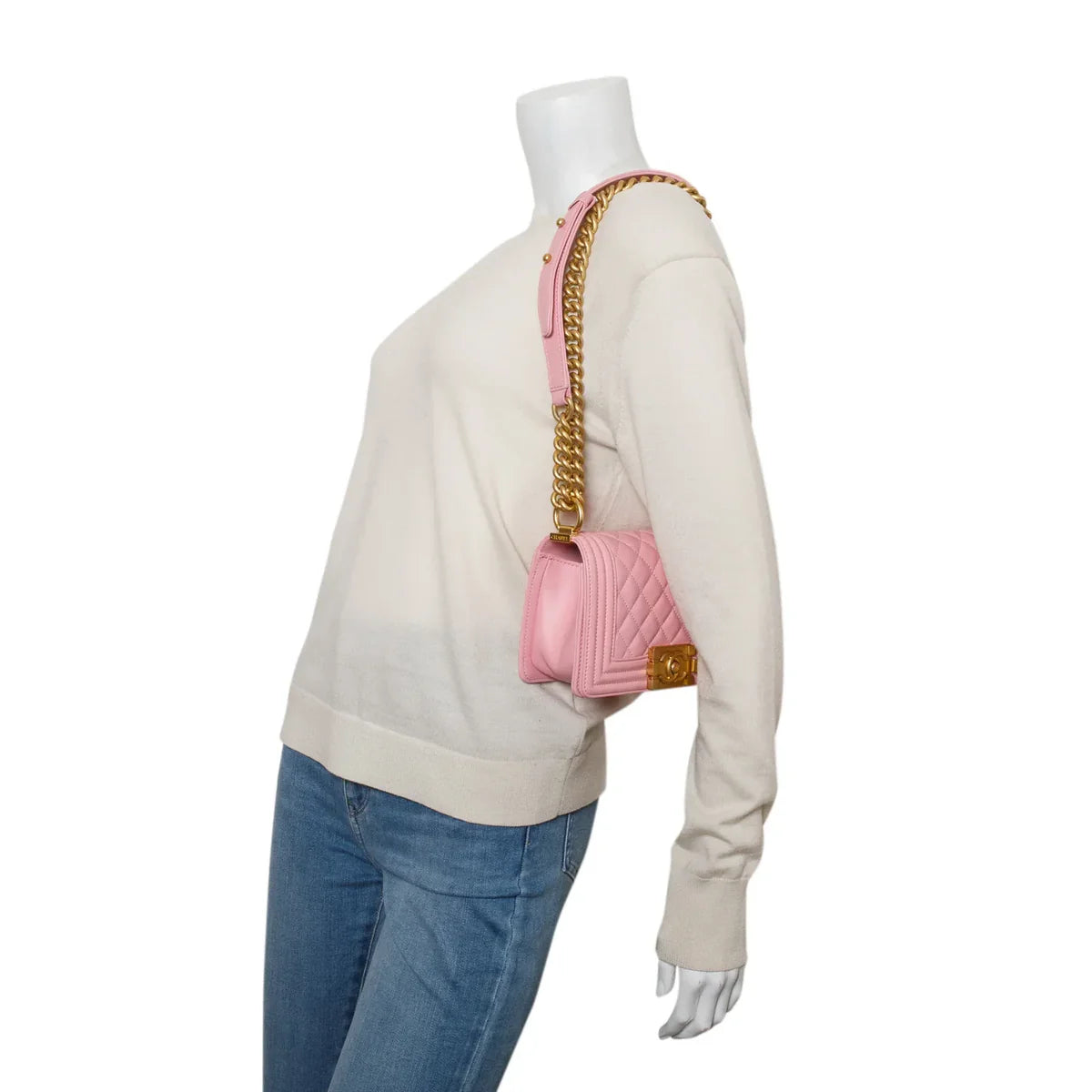 Chanel Pink Lambskin Leather Small Boy Bag