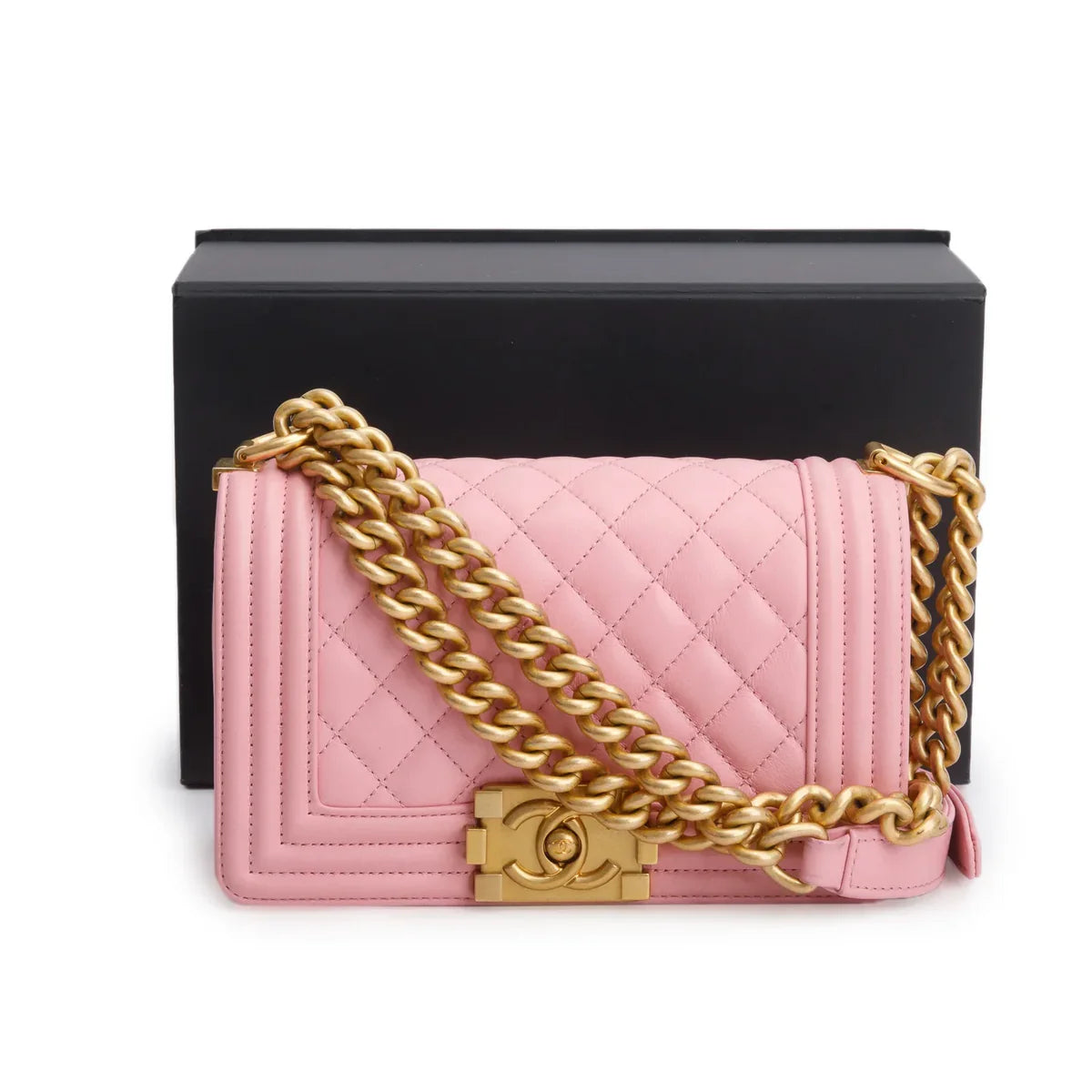 Chanel Pink Lambskin Leather Small Boy Bag