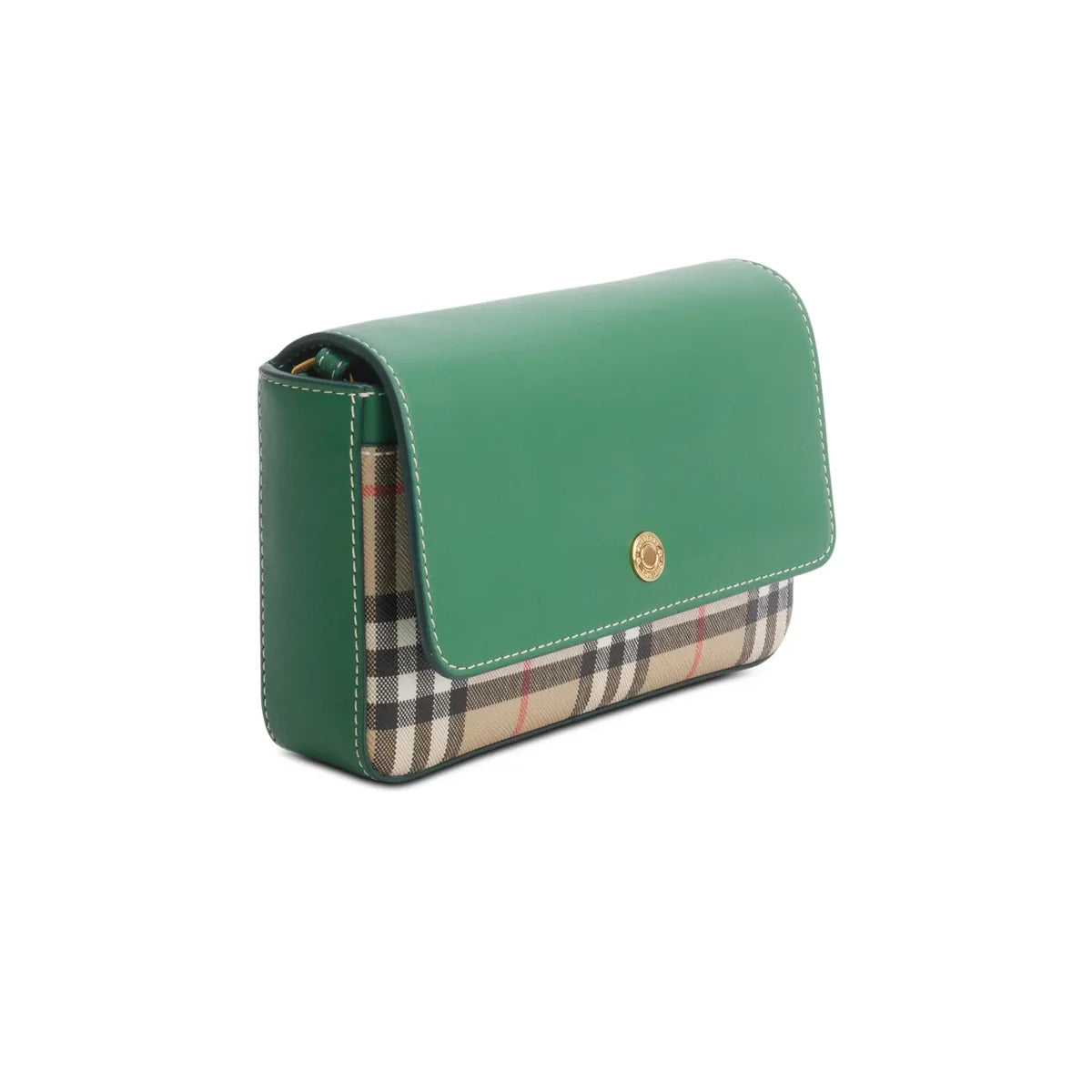 Burberry Green Calfskin Vintage Check New Hampshire Bag