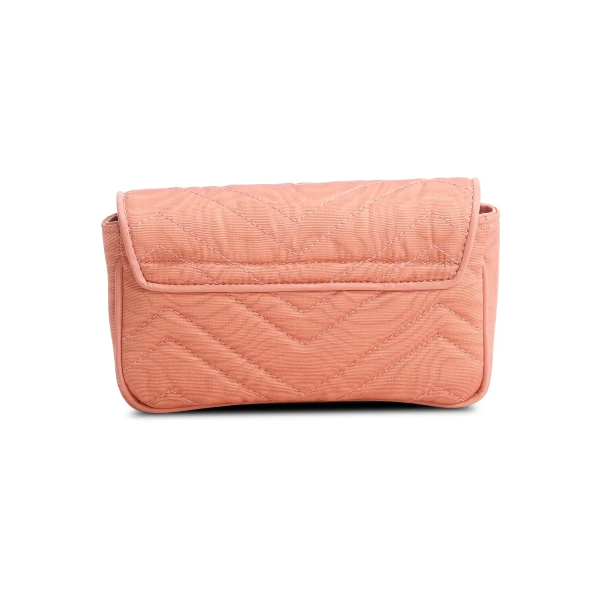 Gucci Pink Moire Fabric Calfskin Crystal Matelasse Mini GG Marmont Chain Belt Bag