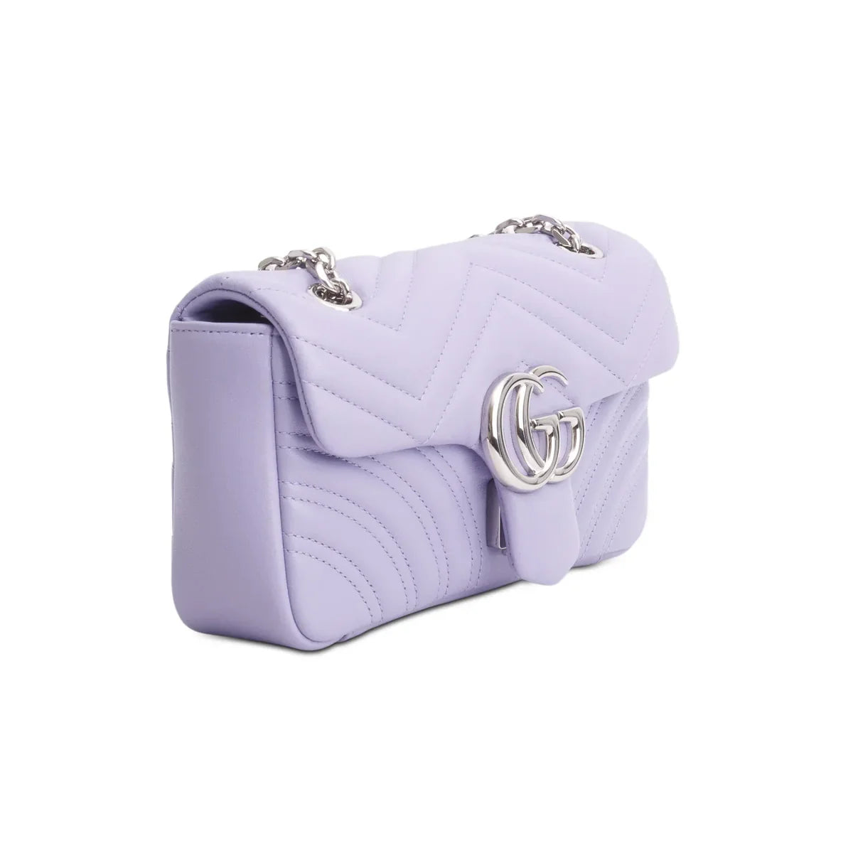 Gucci Purple Leather GG Marmont Small Shoulder Bag