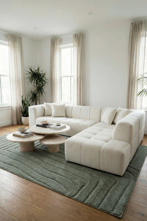 Elegance Ivory L-Shaped Sofa
