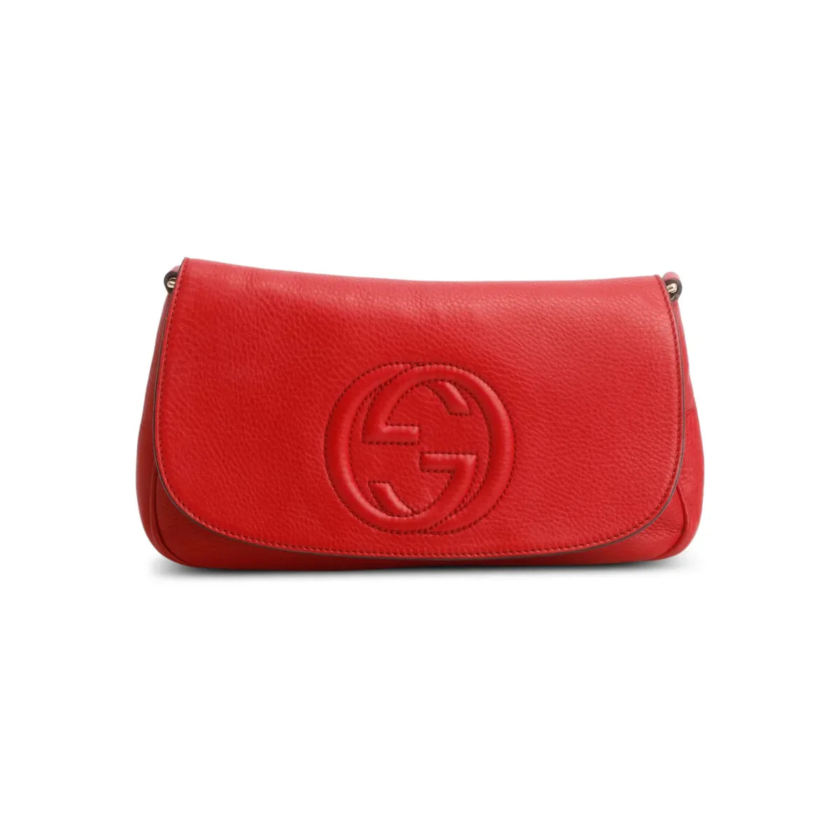 Gucci Red Pebbled Calfskin Medium Soho Chain Crossbody Bag