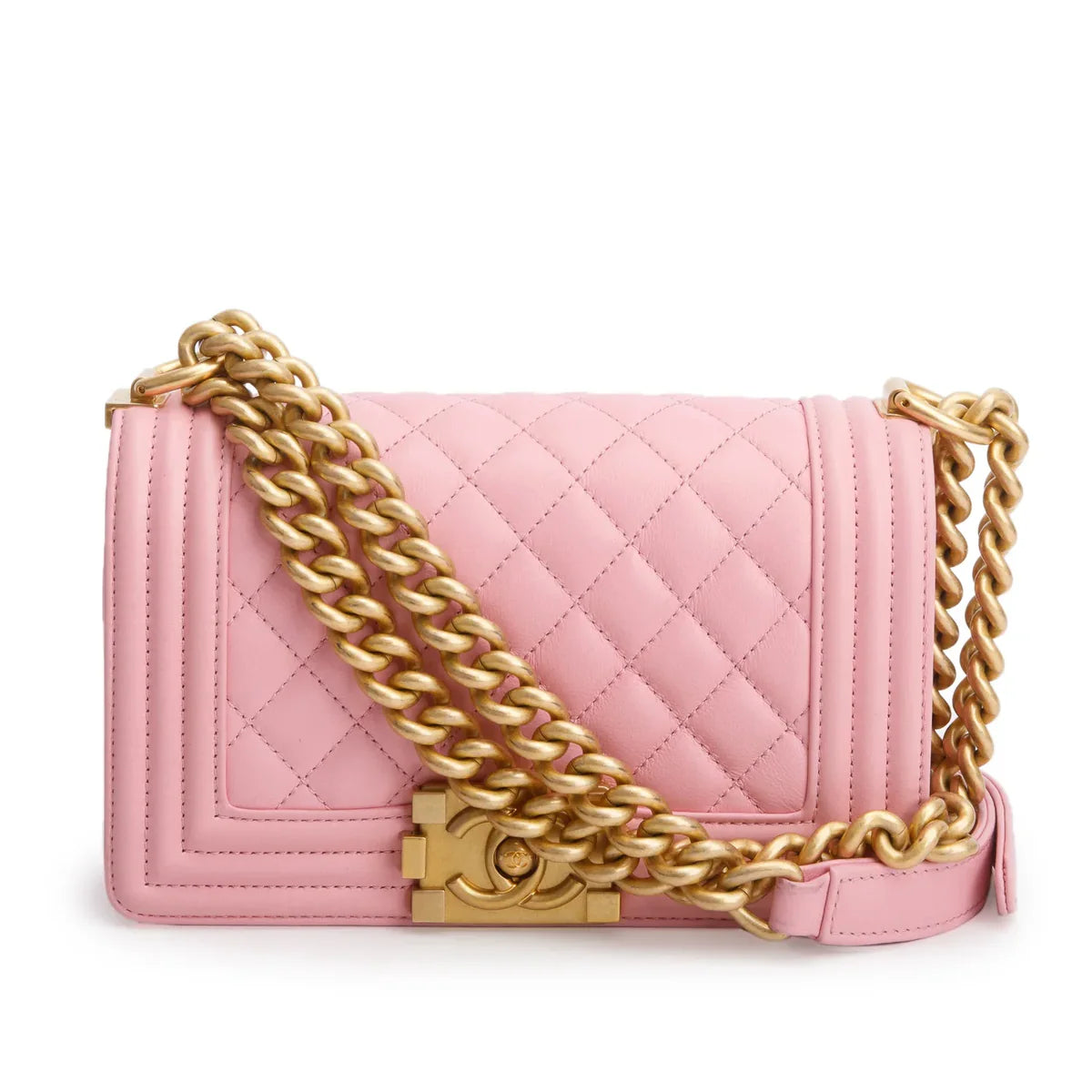 Chanel Pink Lambskin Leather Small Boy Bag