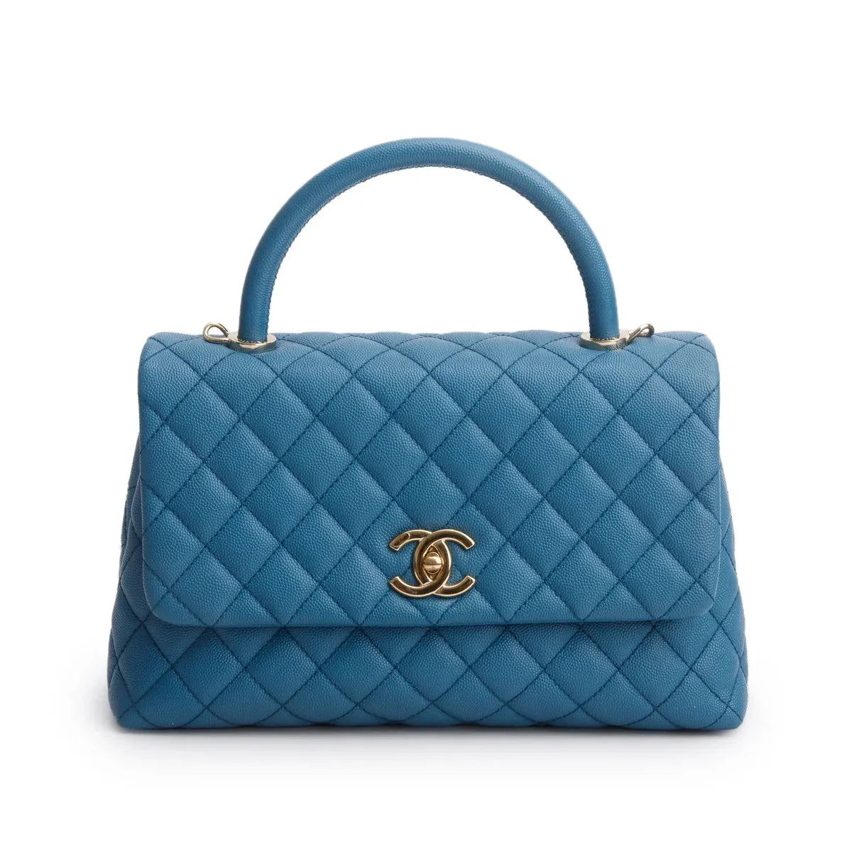 Chanel Blue Quilted Caviar Leather Medium Coco Handle Bag
