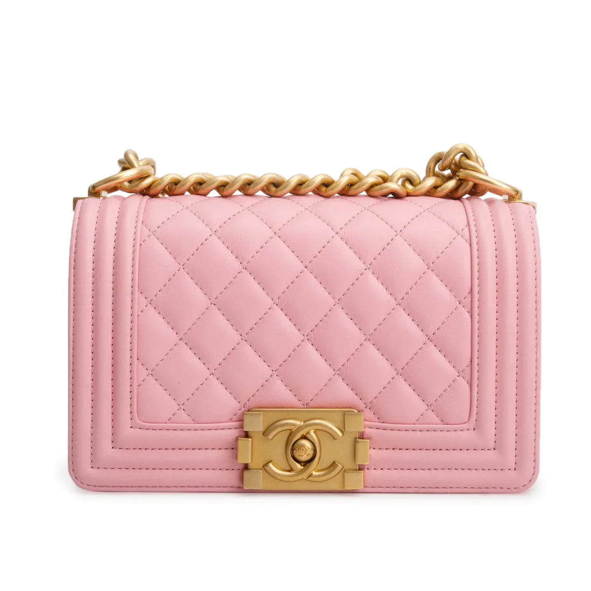 Chanel Pink Lambskin Leather Small Boy Bag