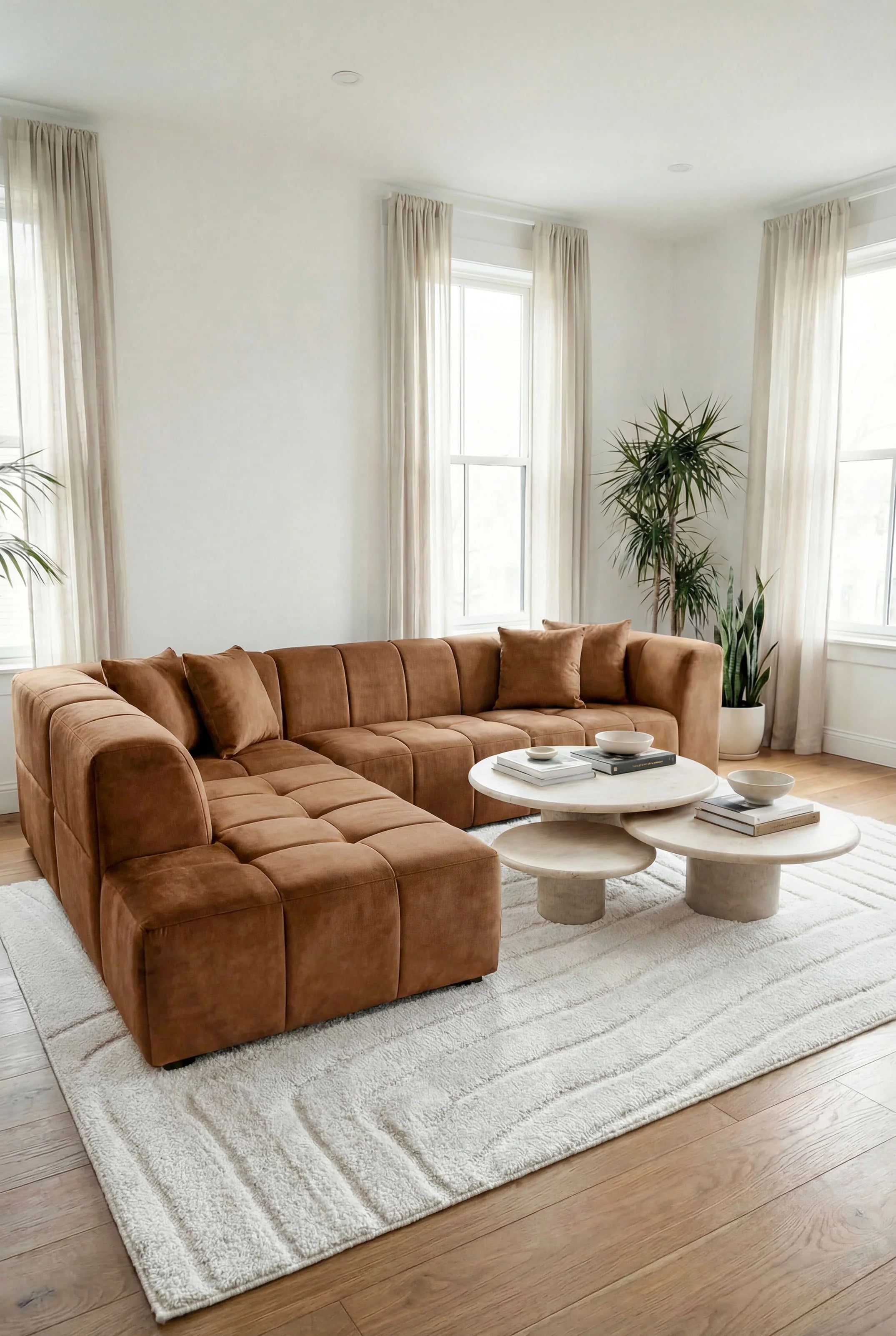 Elegance Ivory L-Shaped Sofa