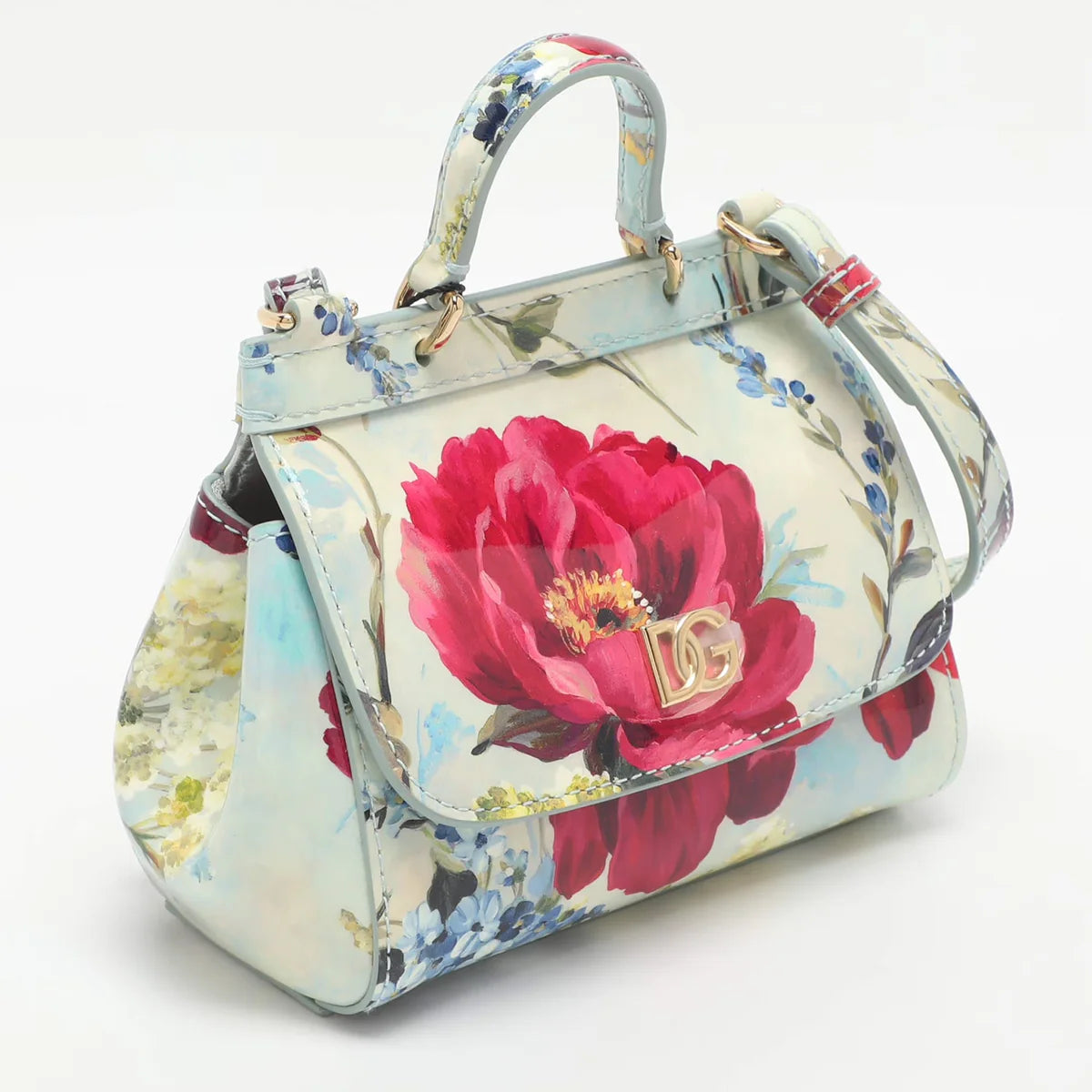 Dolce & Gabbana Miss Sicily Bambino Multicolor Patent Leather Top Handle Bag