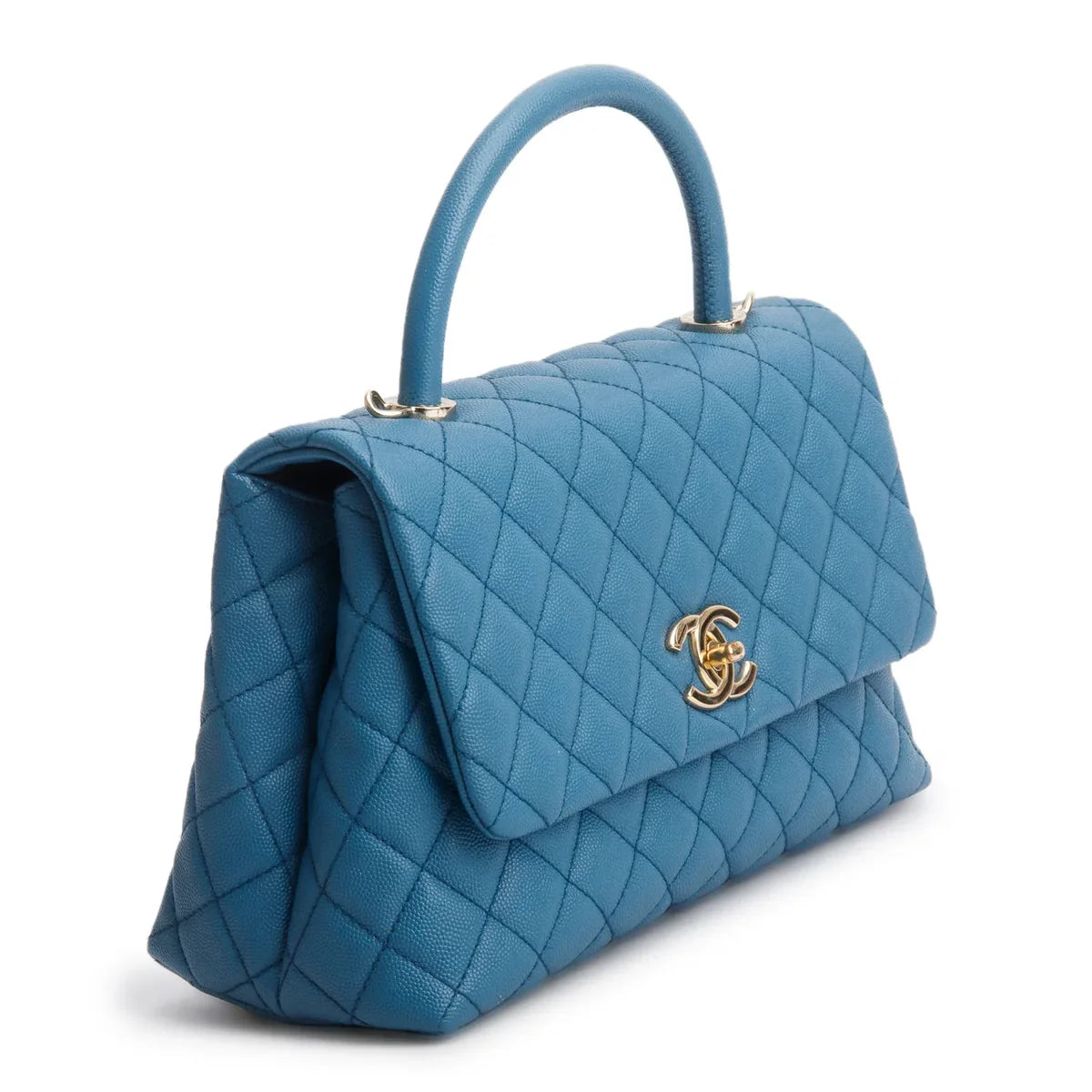 Chanel Blue Quilted Caviar Leather Medium Coco Handle Bag