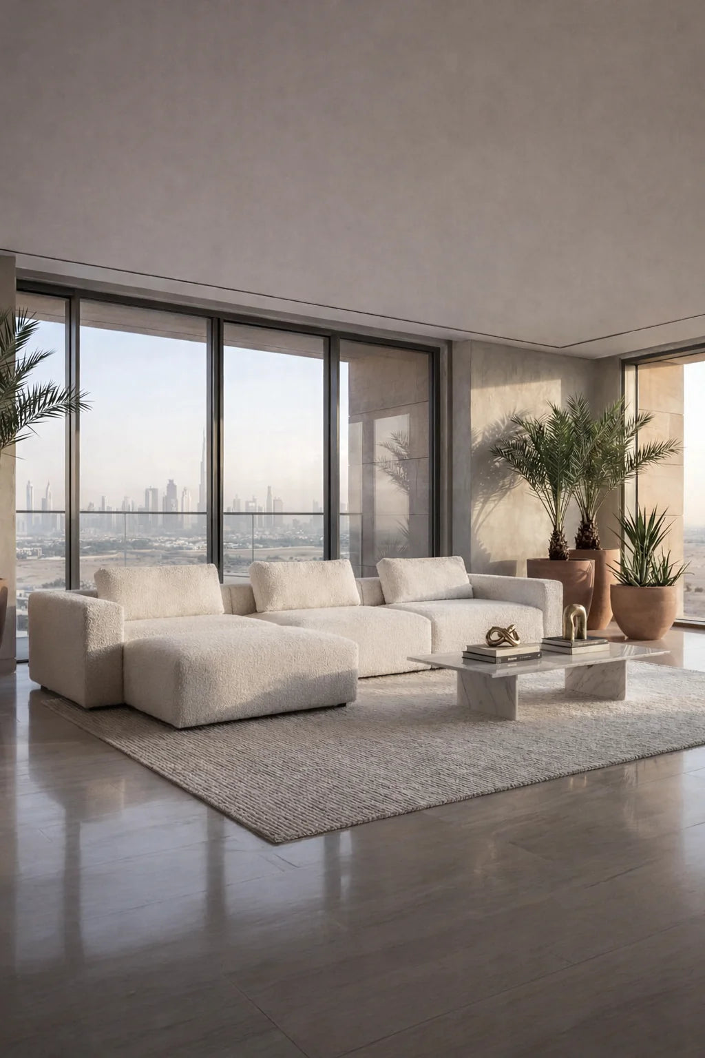 Emerson Off White 3 Seater Modular Sofa With Ottoman