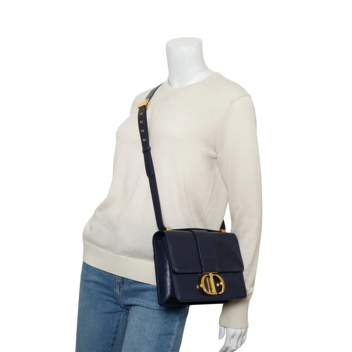 Christian Dior Blue Smooth Calfskin Leather 30 Montaigne Bag