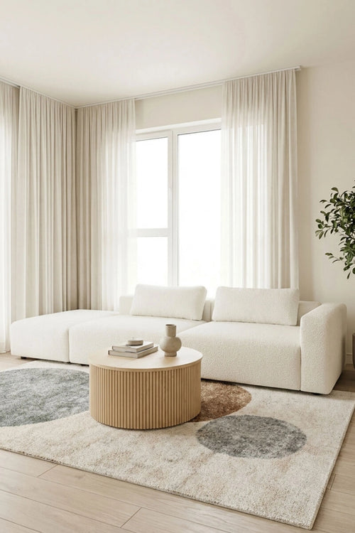Emerson Off White 2 Seater Modular Sofa With Ottoman
