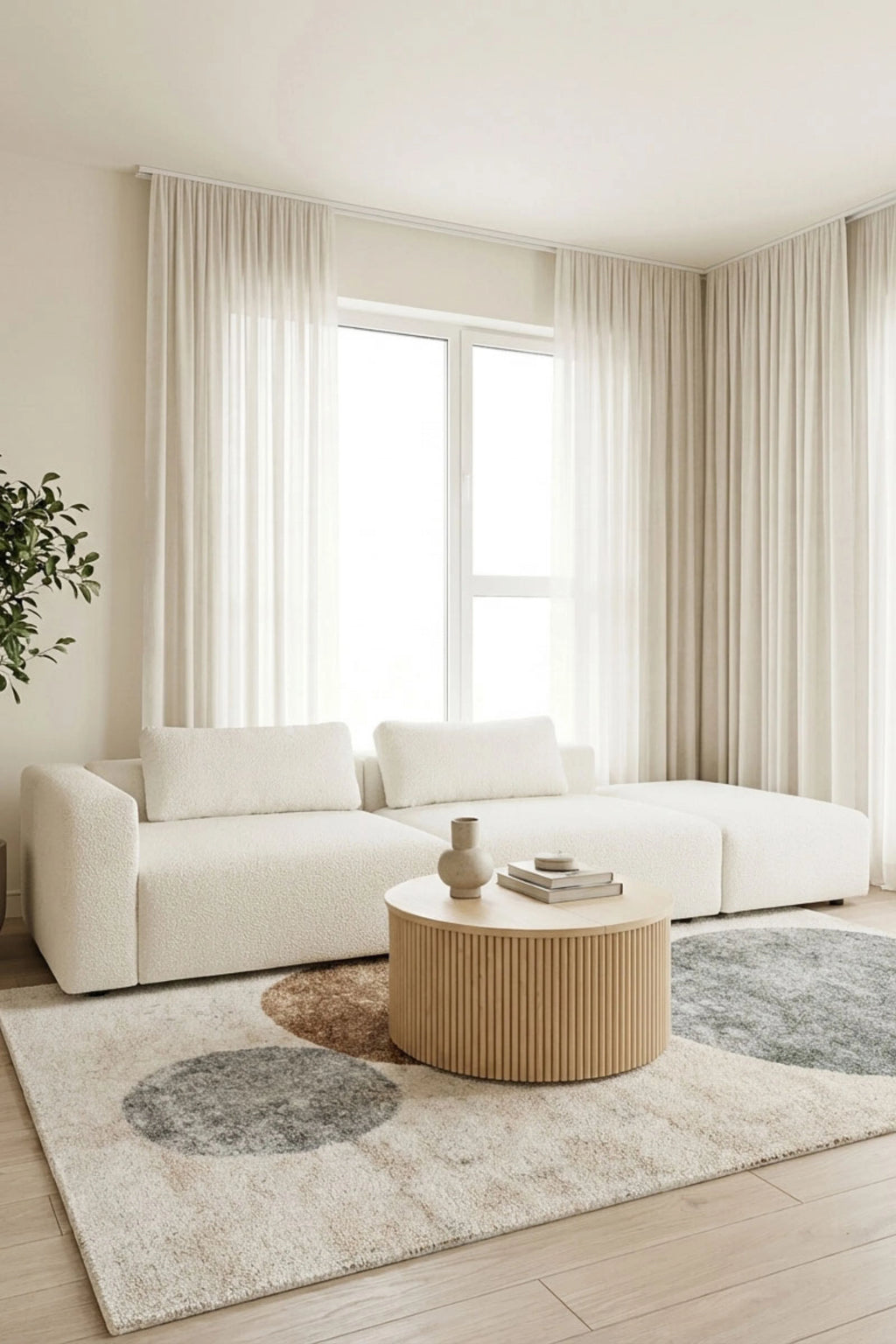 Emerson Off White 2 Seater Modular Sofa With Ottoman