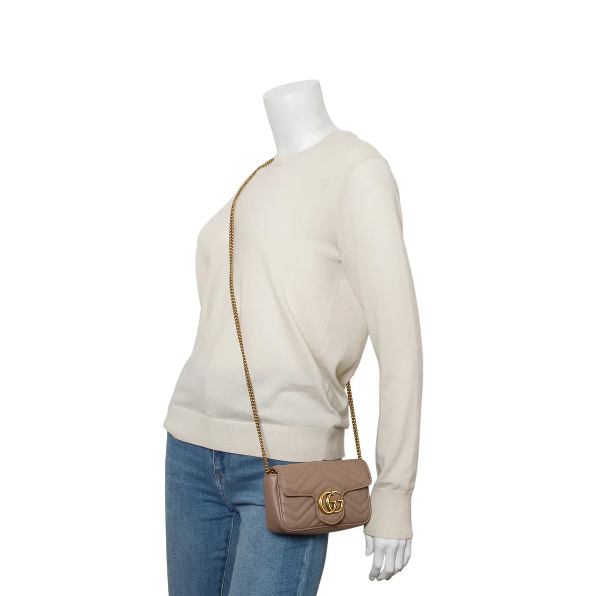 Gucci Pink GG Marmont Matelasse Leather Super Mini Bag