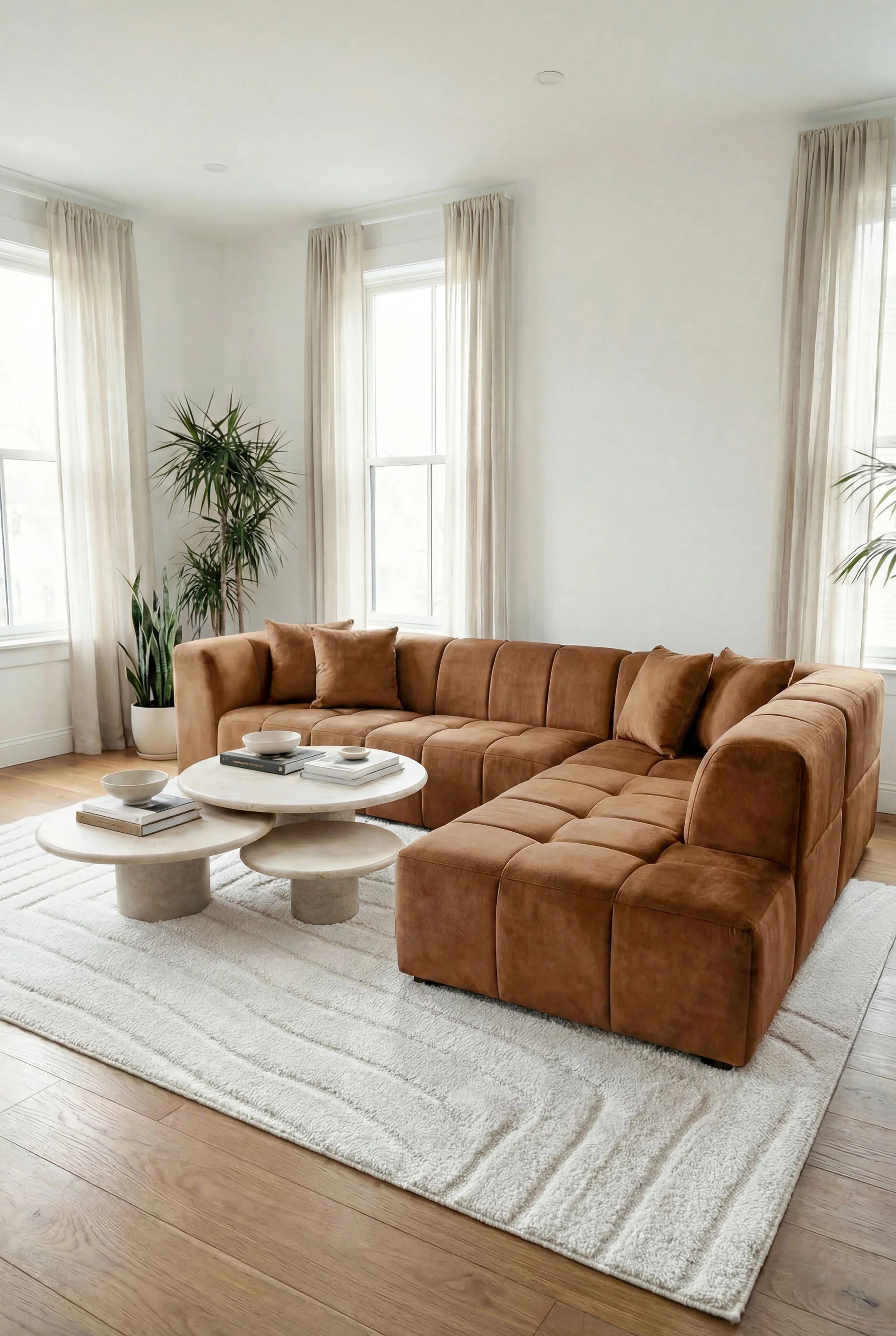 Elegance Ivory L-Shaped Sofa